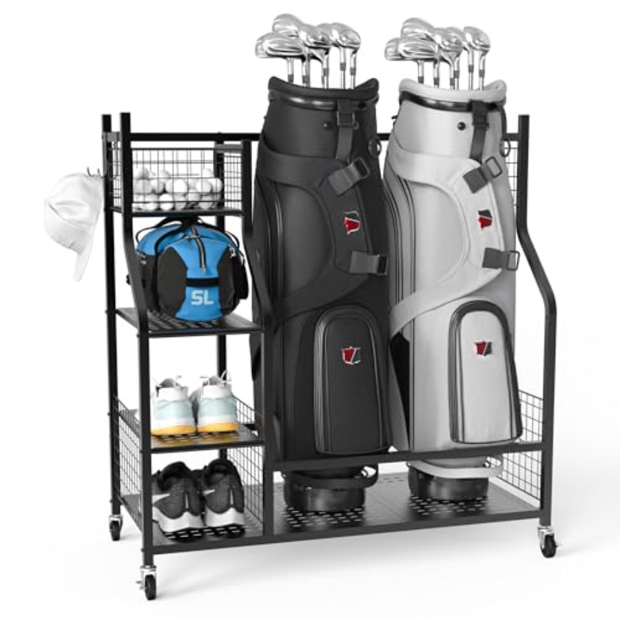 Golf Equipment Garage Organizer - Golf Bag Storage Garage Organizer Extra