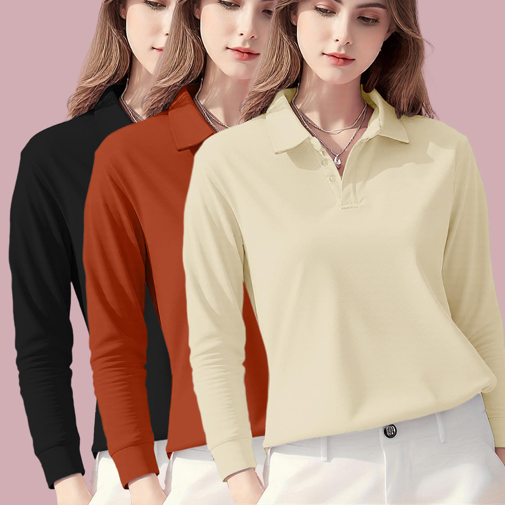 Golf Equipment For Women - Autumn Solid Color Polo Shirts Women