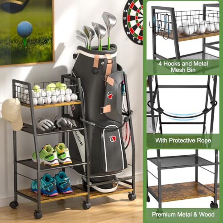 Golf Bag Garage Storage Rack w - Golf Equipment Garage Organizer review and price