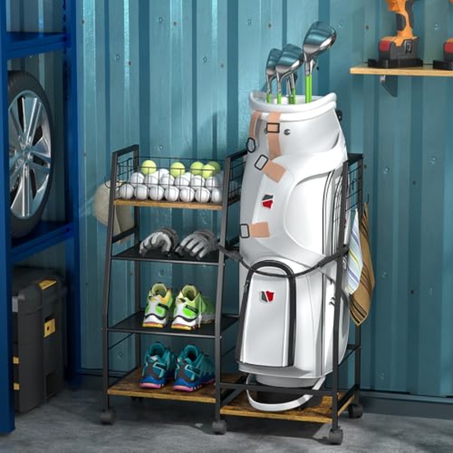 Golf Bag Garage Storage Rack w - Golf Equipment Garage Organizer review and price