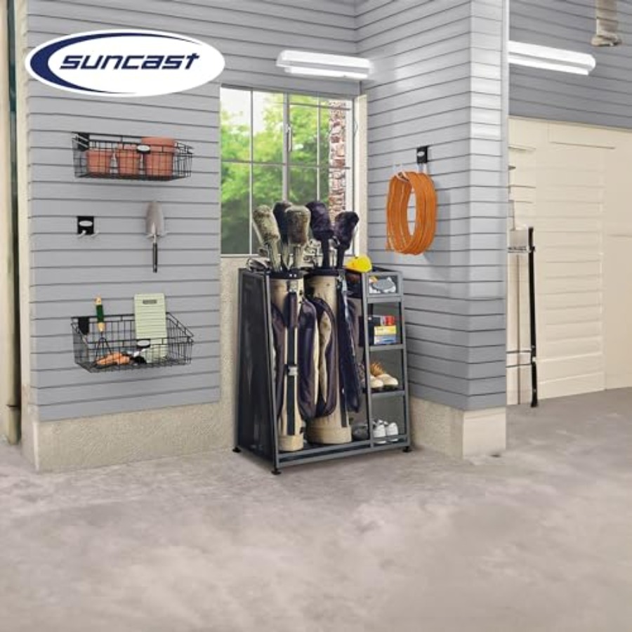 Heavy-duty metal golf bag and  - Golf Equipment Garage Organizer review and price