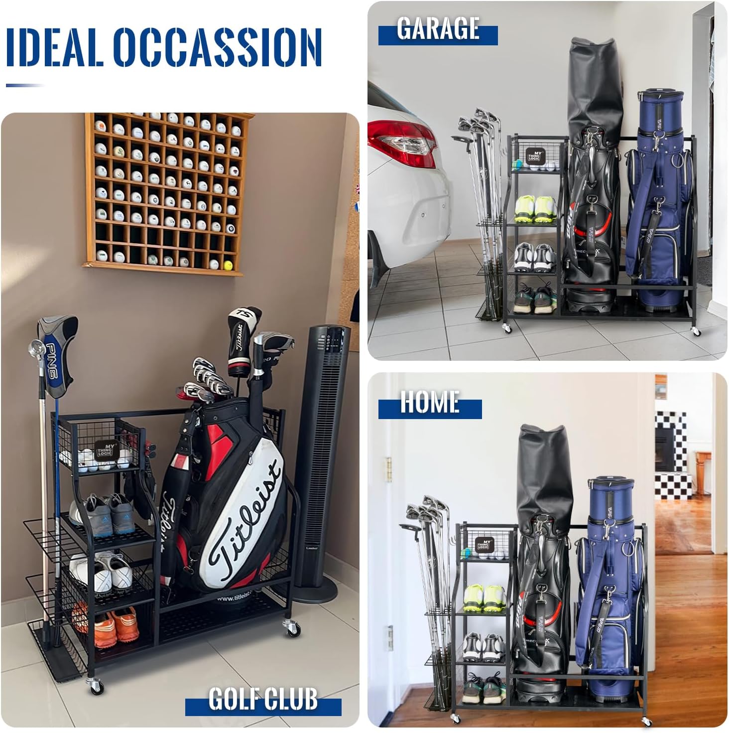 Golf Storage Garage Organizer, - Golf Equipment Garage Organizer review and price