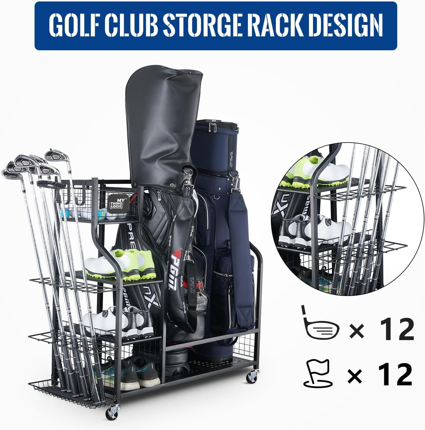 Golf Storage Garage Organizer, - Golf Equipment Garage Organizer review and price