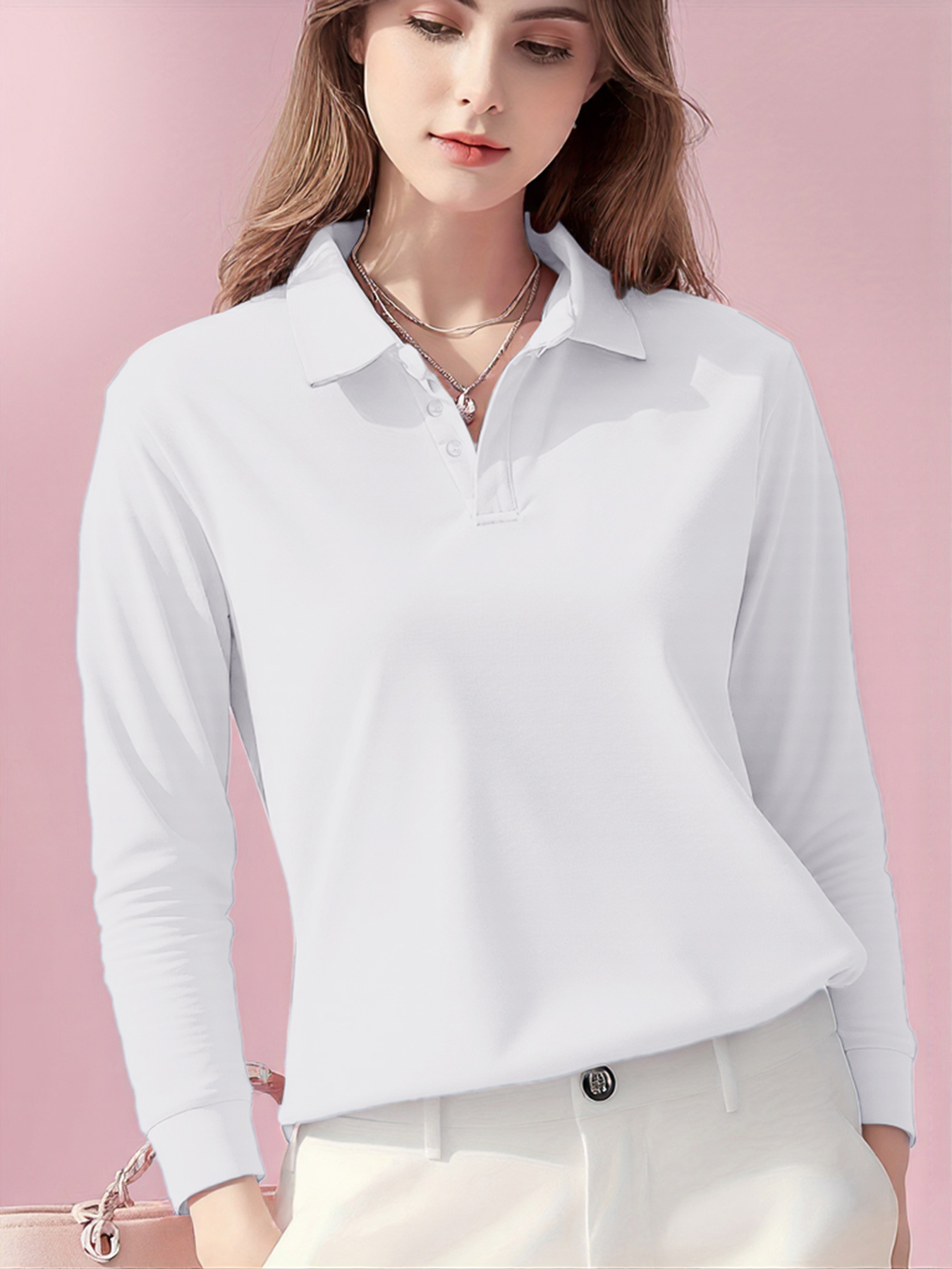 Autumn Solid Color Polo Shirts - Golf Equipment For Women review and price